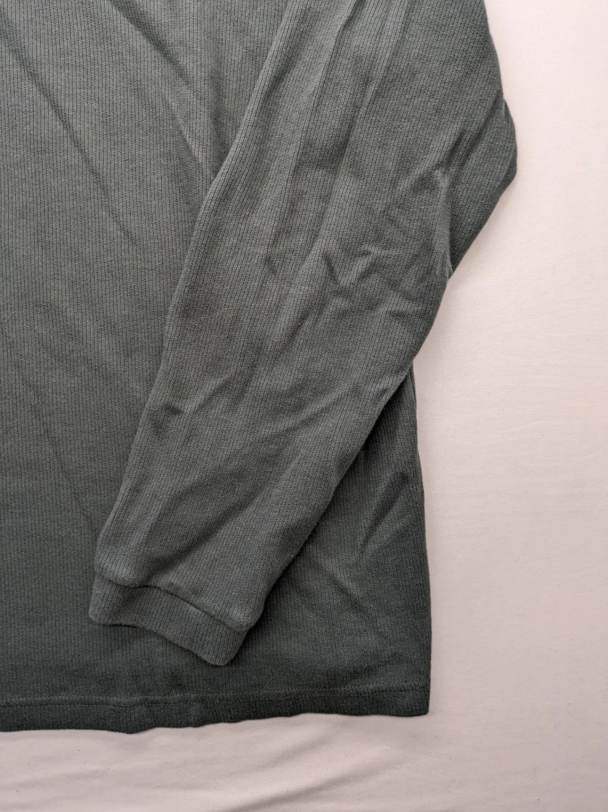 Hollister turtle neck jumper beige and grey, ribbed cotton, horizontal stripe detail.
