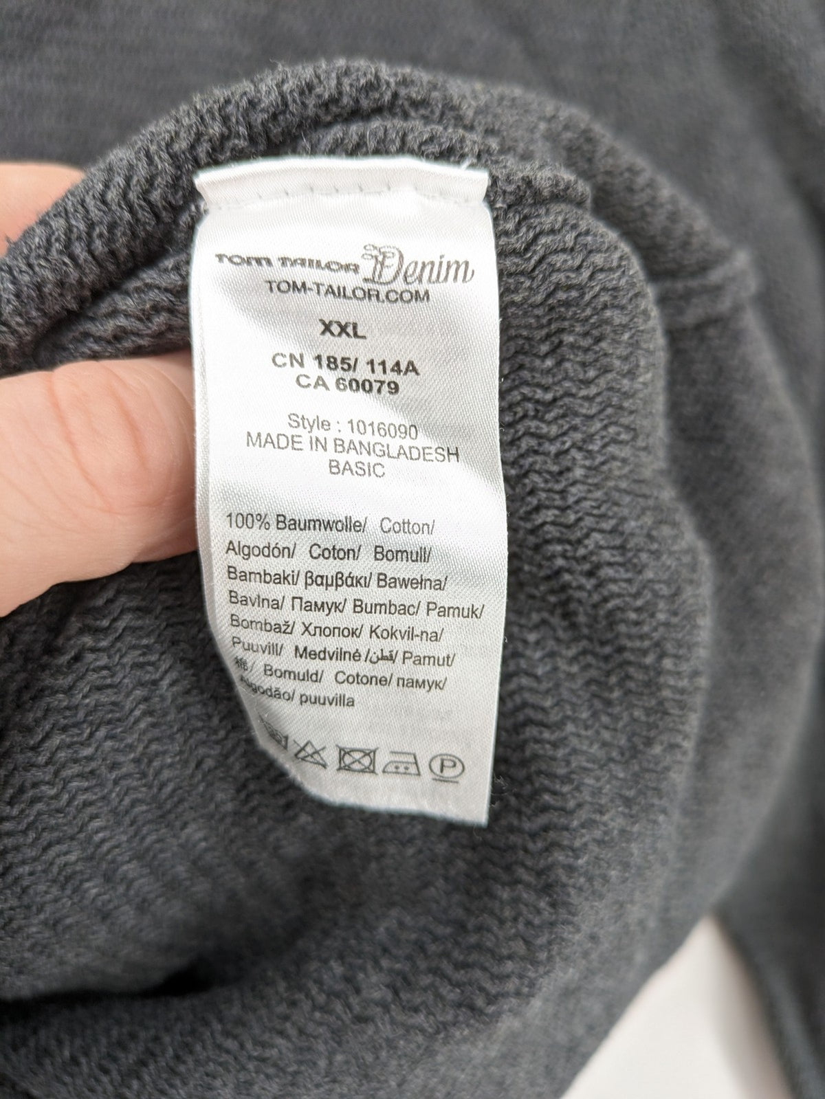 Tom Tailor Denim grey turtle neck jumper textured waffle knit 100% cotton
