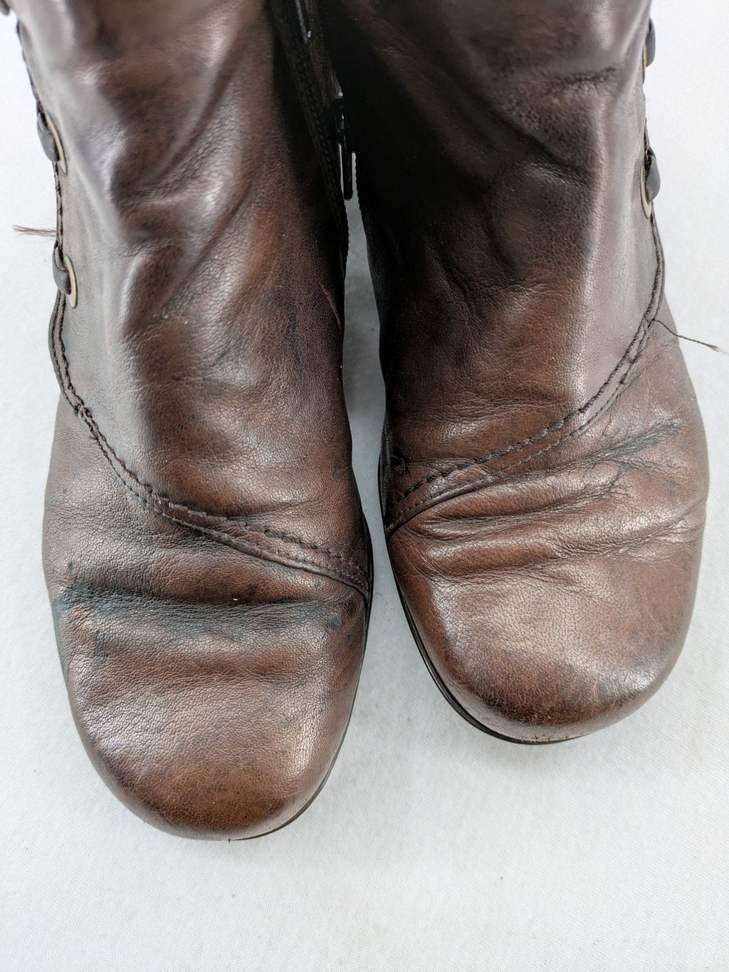 Gabor brown winter boots genuine leather side zipper decorative lacing block heel