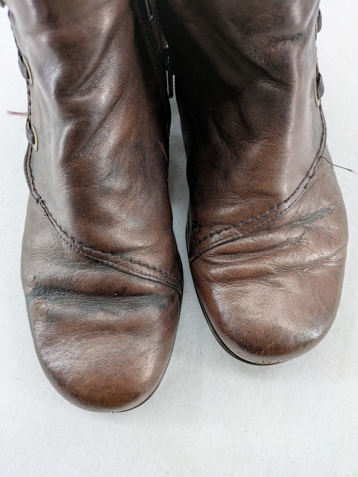 Gabor brown winter boots genuine leather side zipper decorative lacing block heel