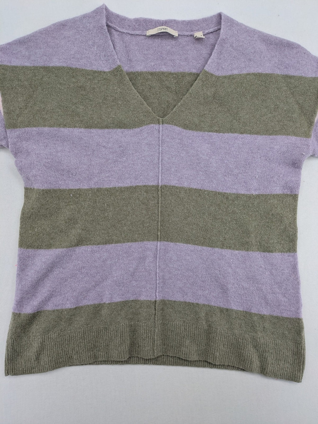 Esprit pink turtle neck jumper multicoloured striped pattern soft wool blend material