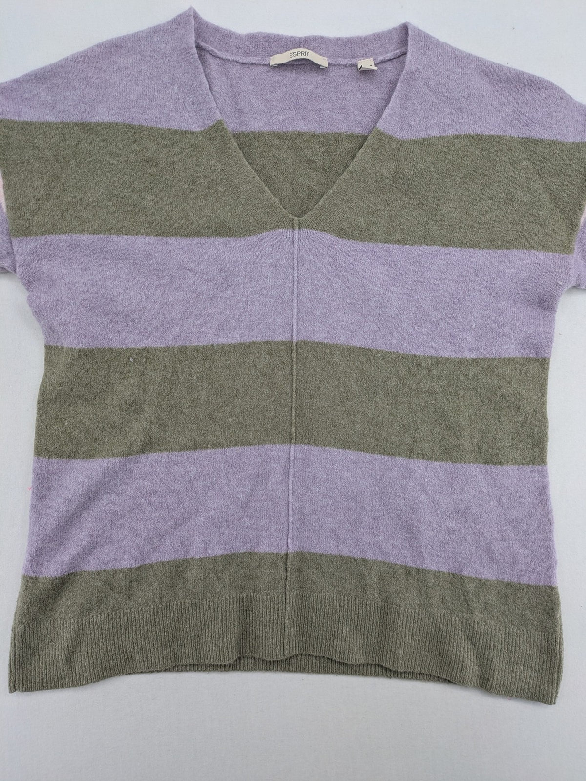 Esprit pink turtle neck jumper multicoloured striped pattern soft wool blend material
