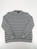 Angelo Litrico grey and black striped knit jumper, round neck, soft material.