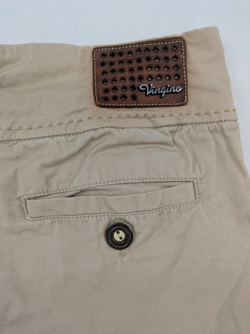 Vingino beige chino pants high waist double-button closure with embroidered details