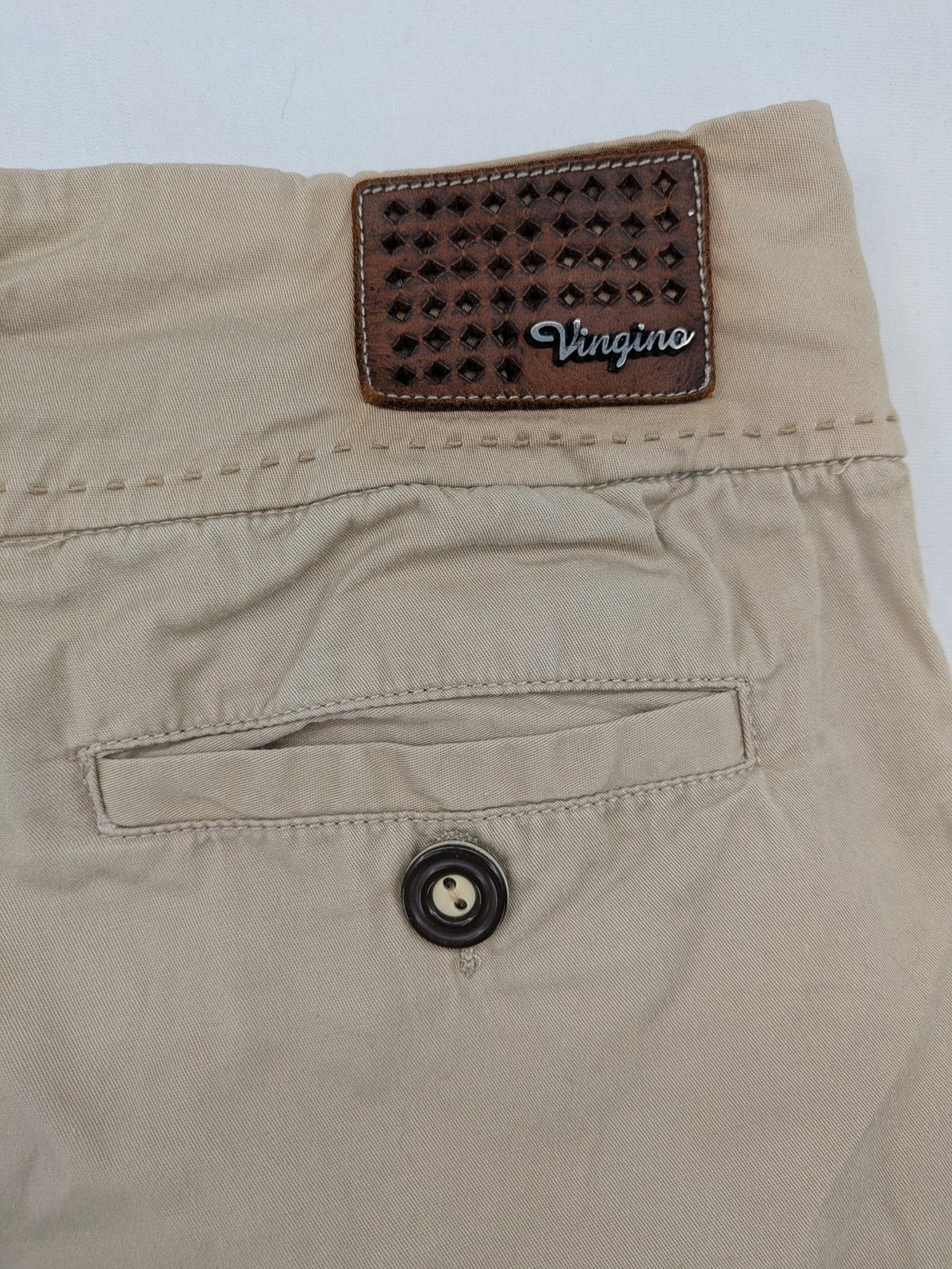Vingino beige chino pants high waist double-button closure with embroidered details