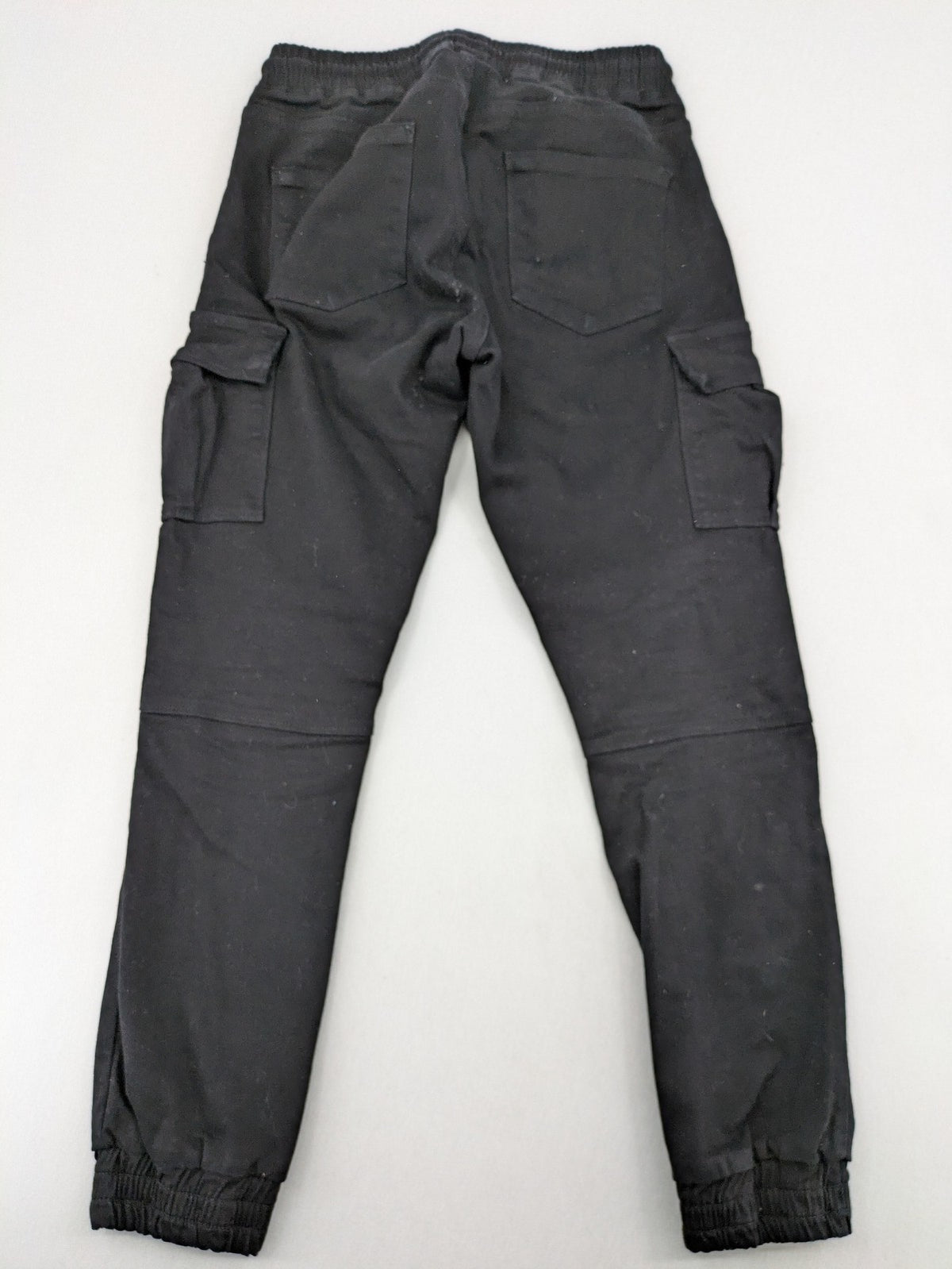 DEF black cargo jogging pants tapered leg elastic waistband multiple pockets