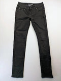 L & K Kaha black straight jeans with rhinestone logo patch and classic 5-pocket design.