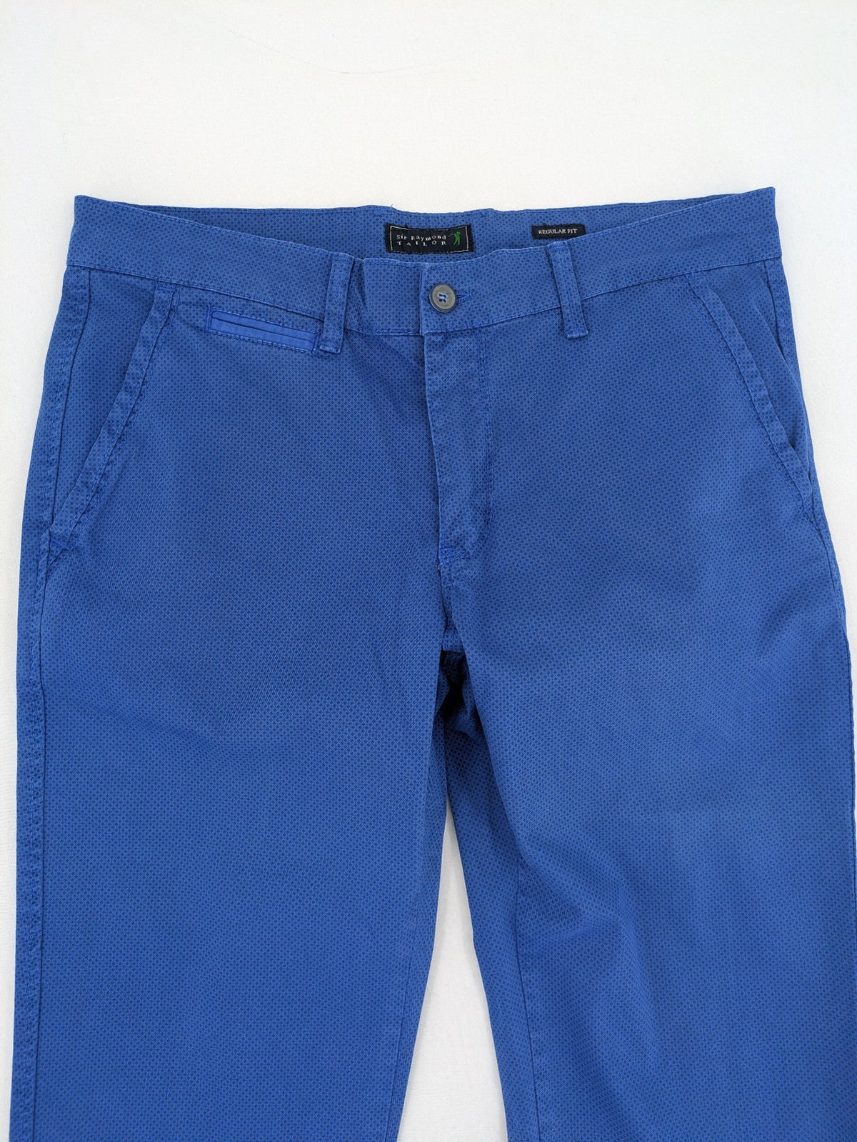 Sir Raymond Tailor blue chino pants cotton with subtle allover dot pattern