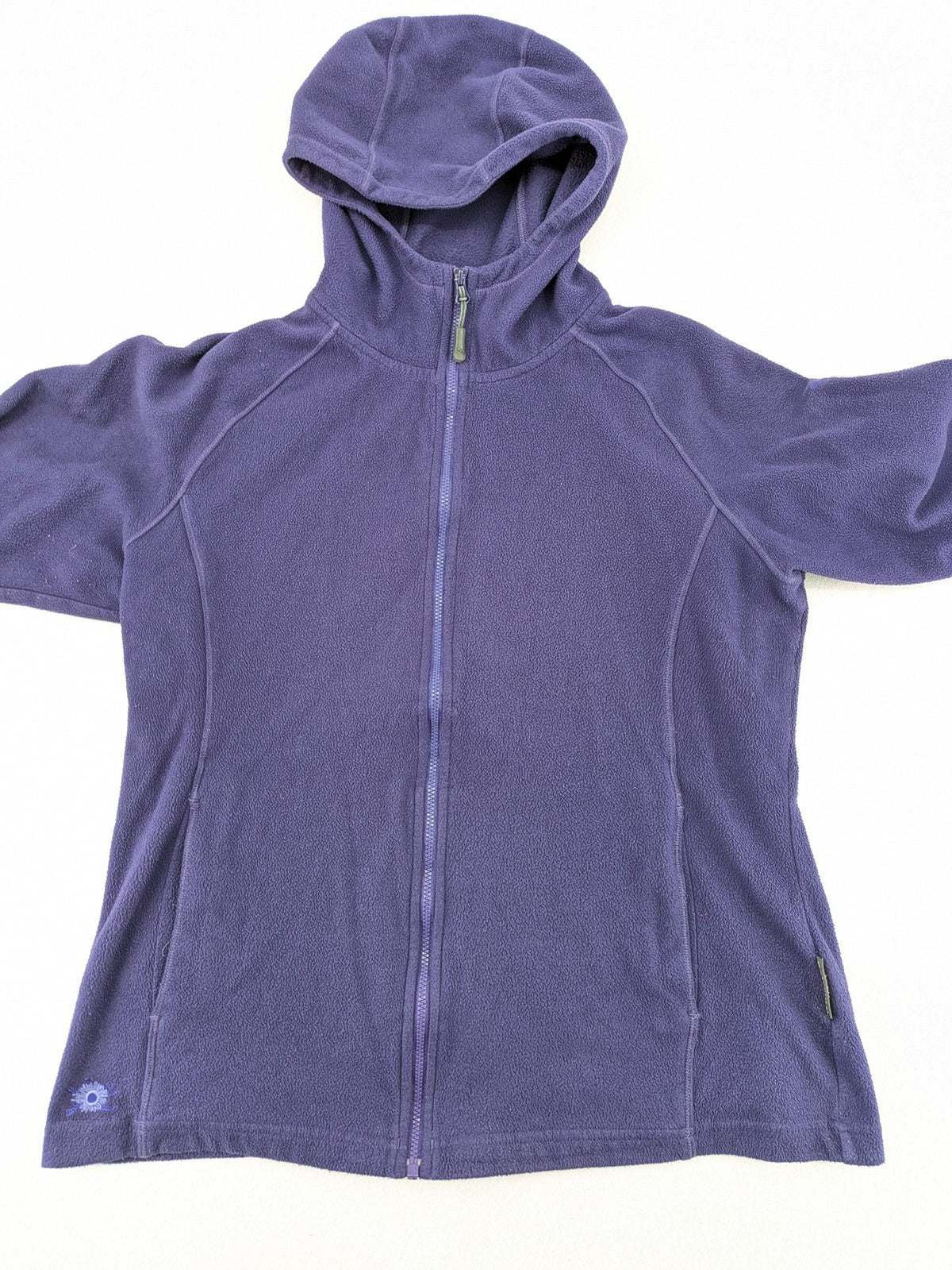 SALEWA purple fleece jacket full zip with hood, soft Polarlite material, classic design.