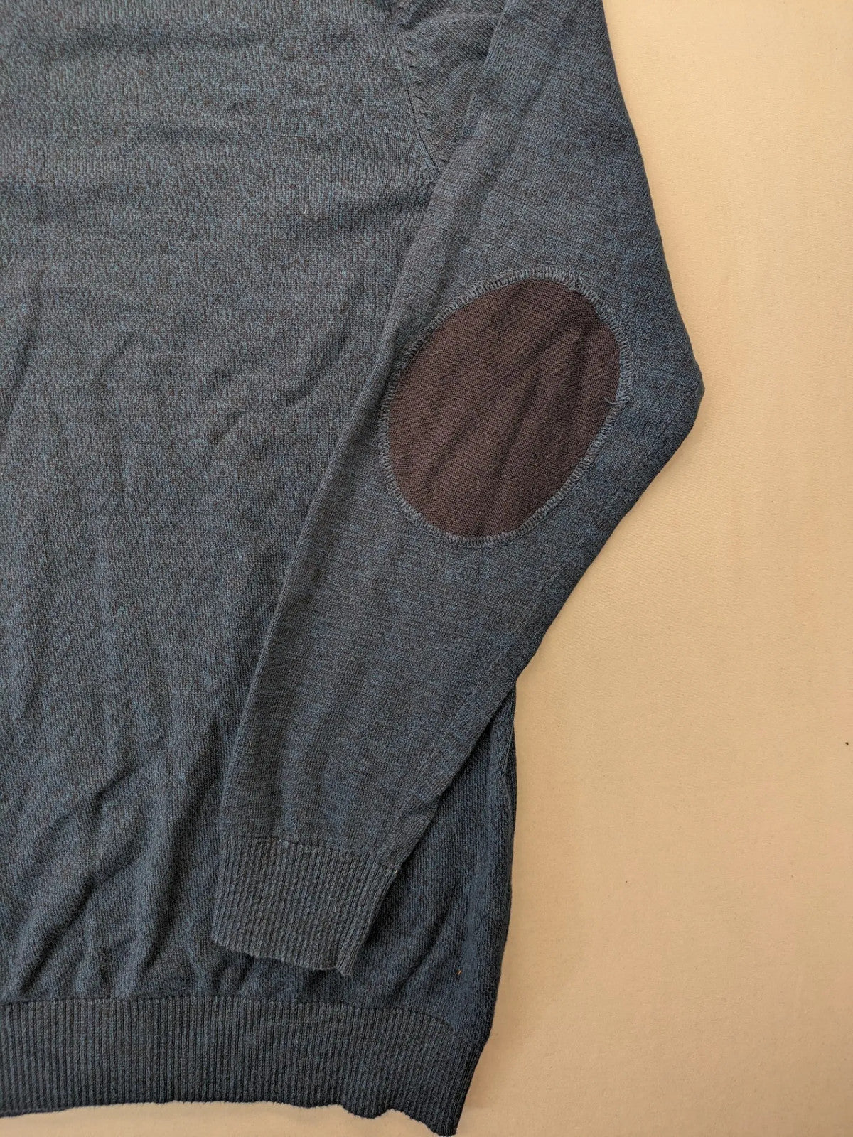 Jack & Jones brown and grey turtle neck jumper with contrasting elbow patches and shoulder buttons.