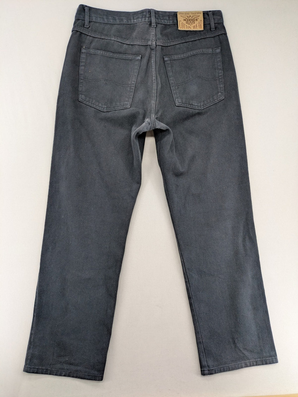 Marines blue straight jeans regular fit with button fly and logo patch detail.
