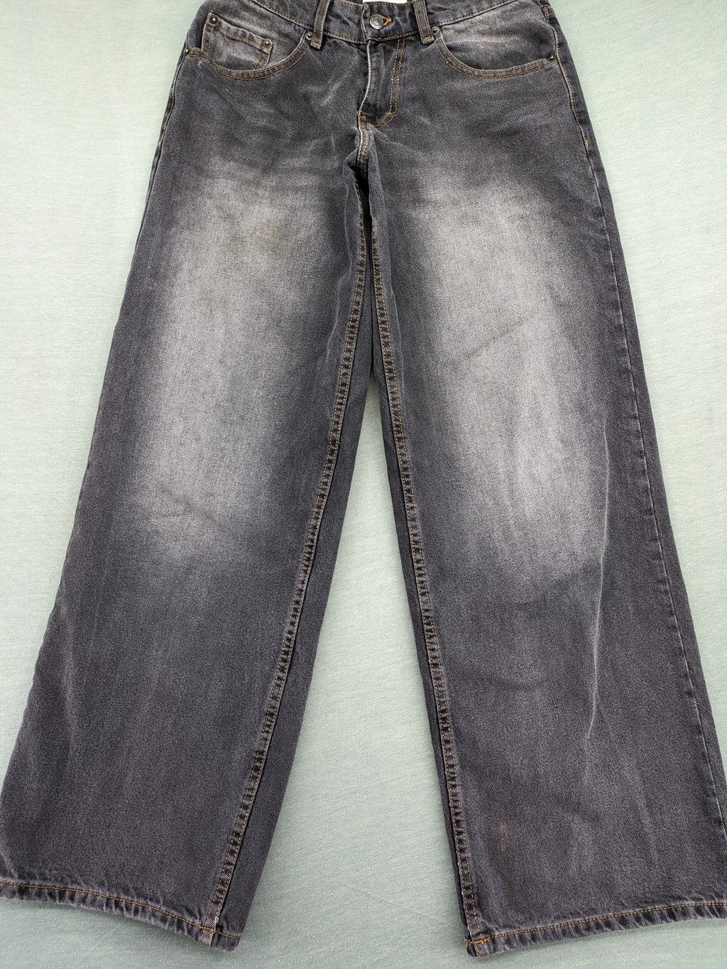 Motel grey wide leg baggy jeans with high waist and classic 5-pocket design.