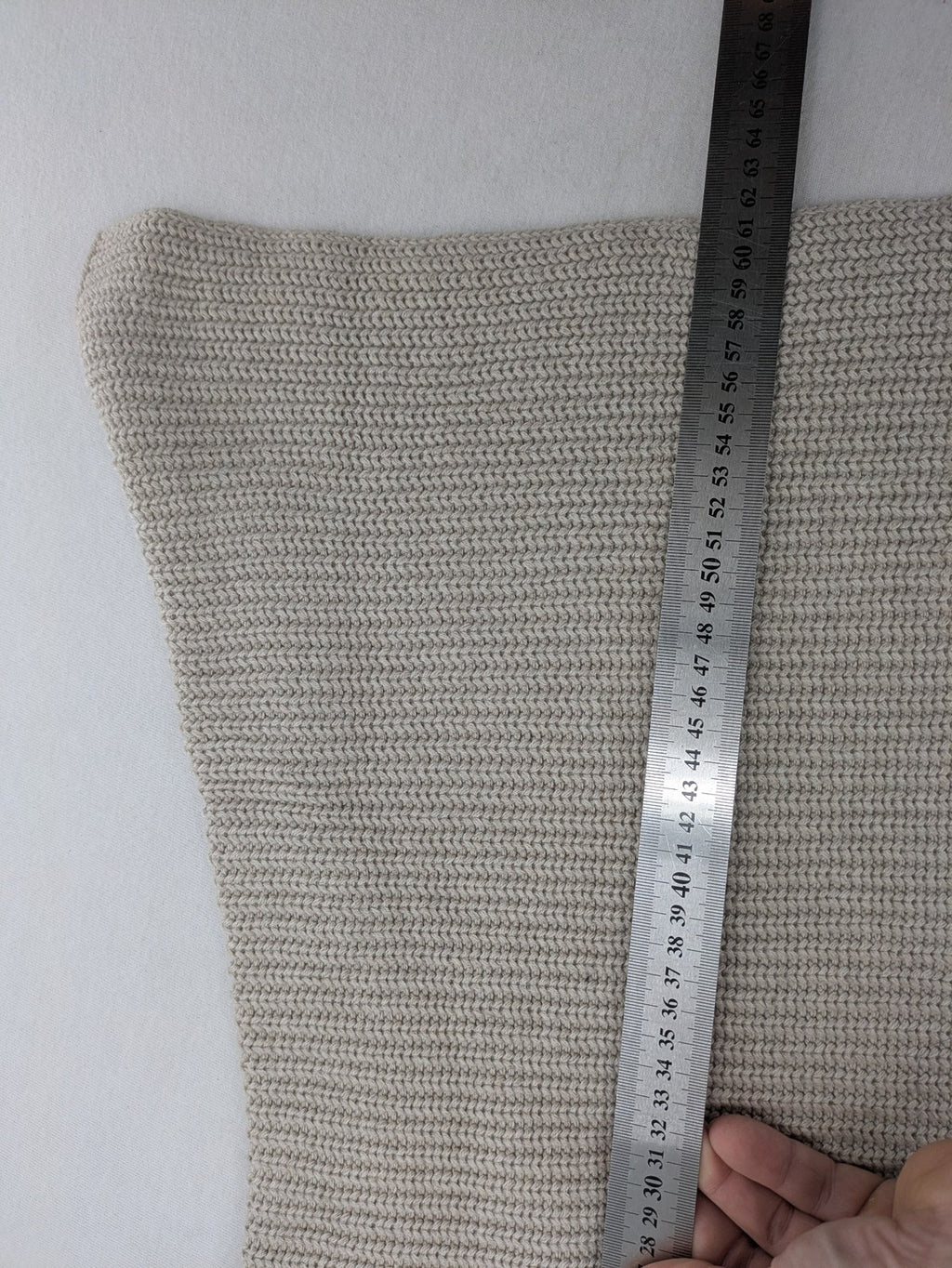 Oui knit jumper beige with lace-up sleeve details and 3/4 length arms.