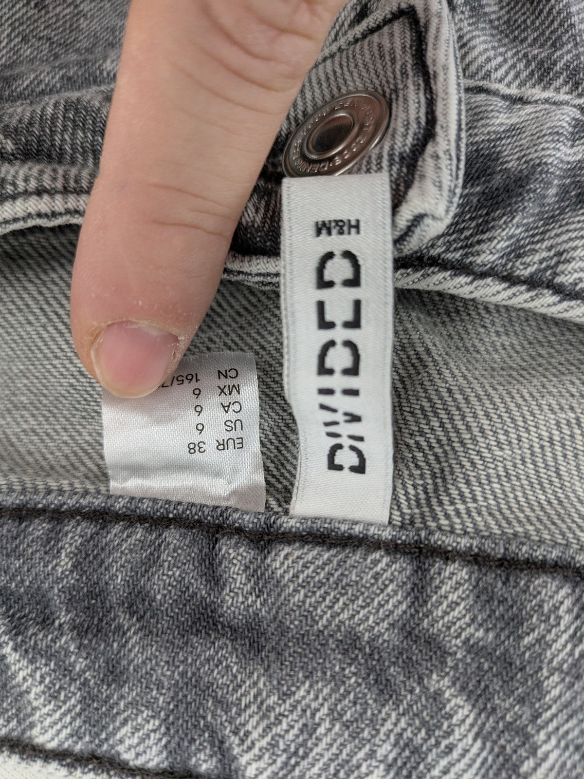 H&M Divided grey wide leg high waist jeans, washed denim, 100% cotton.