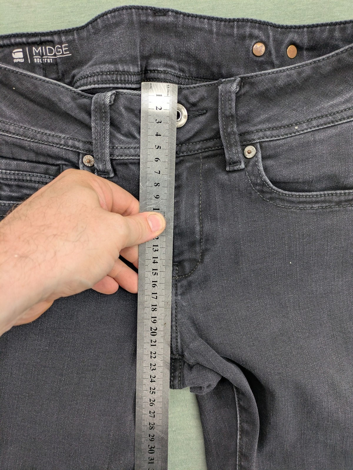 G-Star Raw grey straight jeans with 5-pocket design and logo detailing.