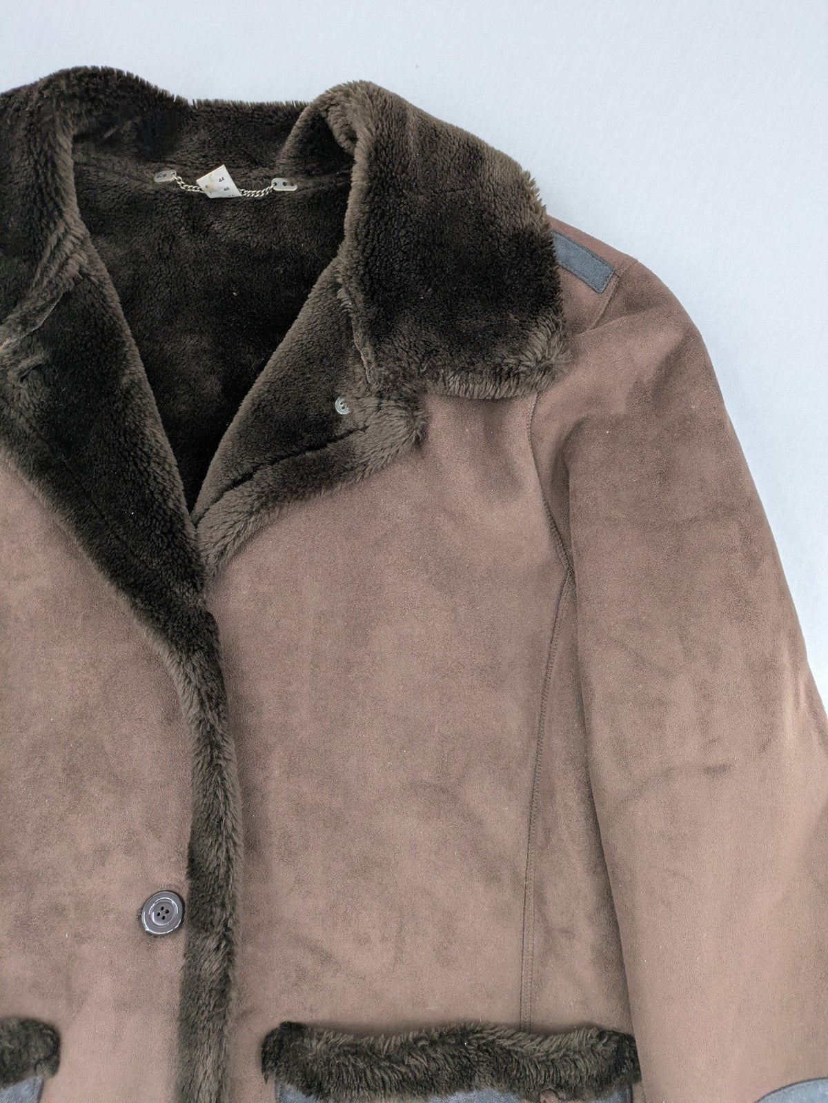 Lena Fashion multi winter coat faux suede look with soft faux fur lining.