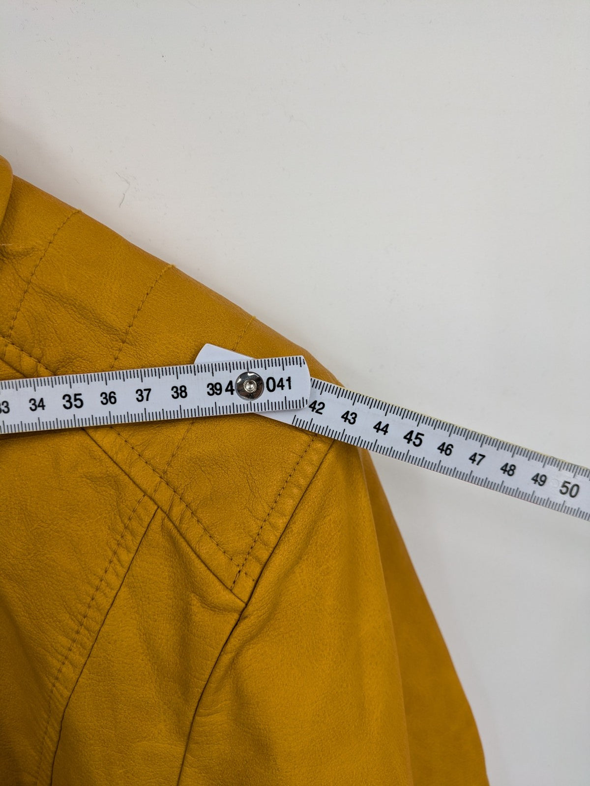 Moto yellow biker jacket asymmetrical zipper shoulder detailing soft faux leather