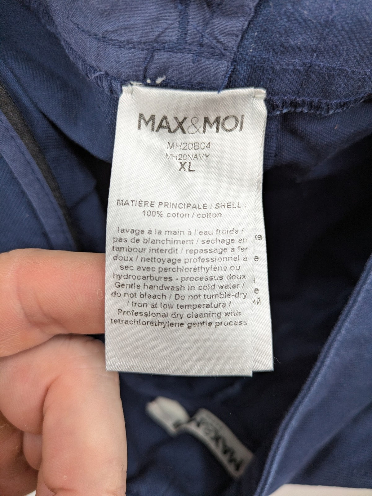 Max & Moi blue cargo pants 100% cotton with buttoned side pockets and classic design.
