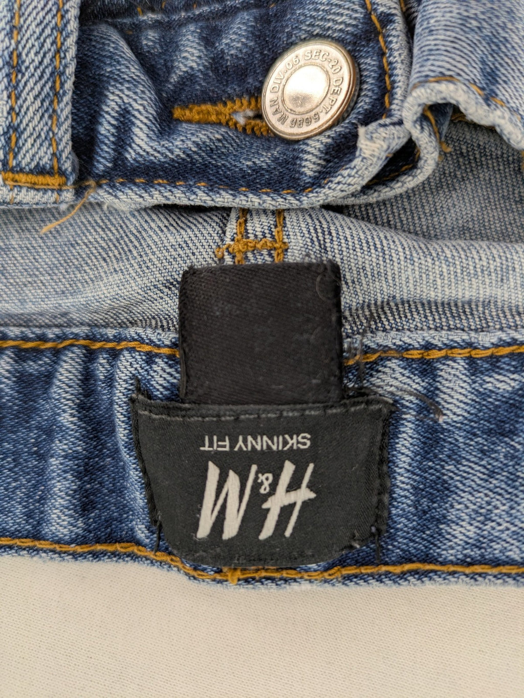 H&M blue skinny fit jeans classic 5-pocket design medium wash stretch denim