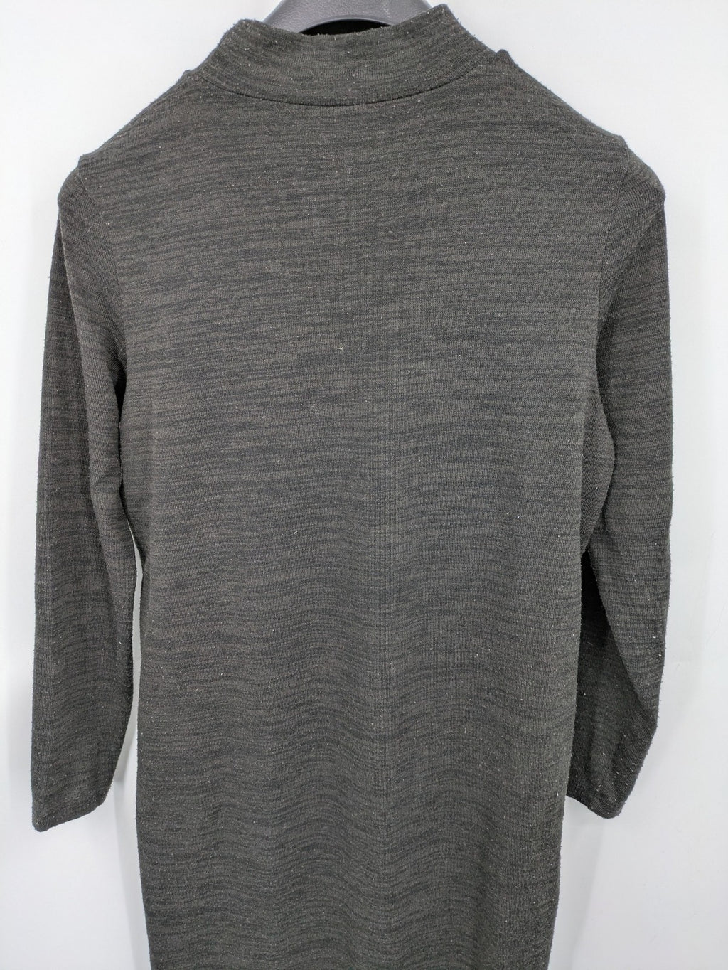 Vero Moda grey midi dress with long sleeves, standing collar, and side slits.