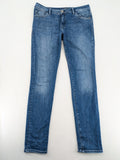 Mavi blue straight leg jeans with classic 5-pocket styling and medium wash.