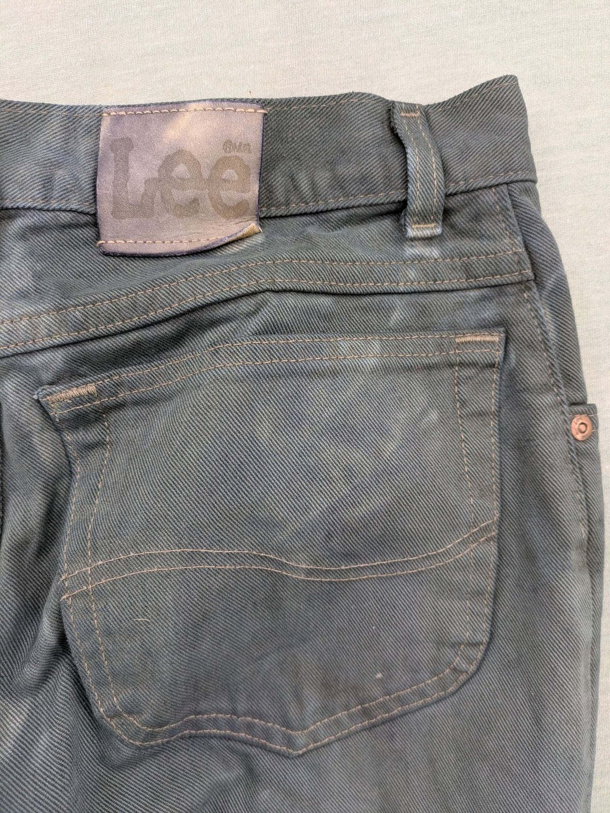 Lee straight jeans grey and white custom tie-dye acid wash with classic 5-pocket style.
