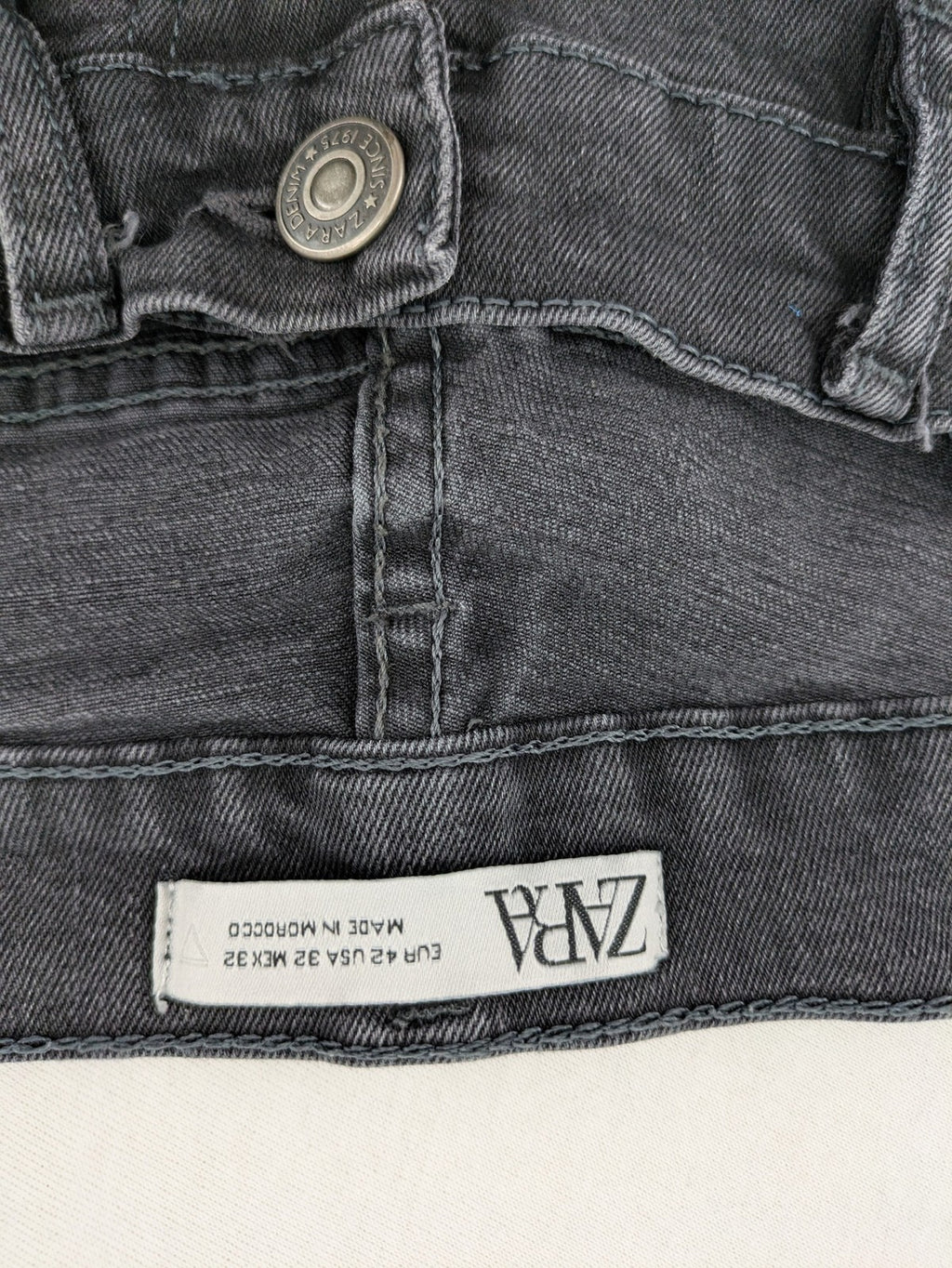 Zara black grey straight jeans five-pocket design stretch denim