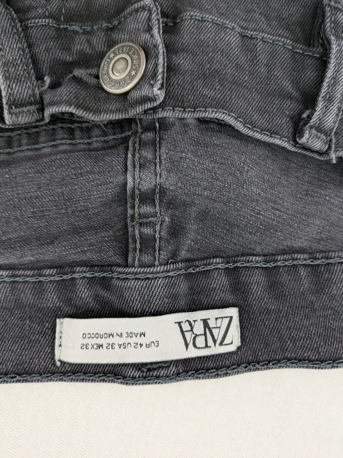 Zara black grey straight jeans five-pocket design stretch denim