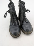 Esprit black combat boots for girls with lace-up front and side zipper detail.
