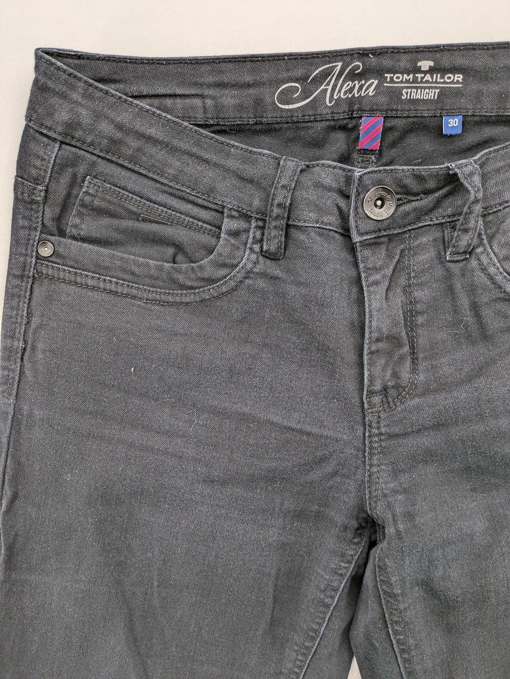Tom Tailor black straight jeans classic 5-pocket style with button detail