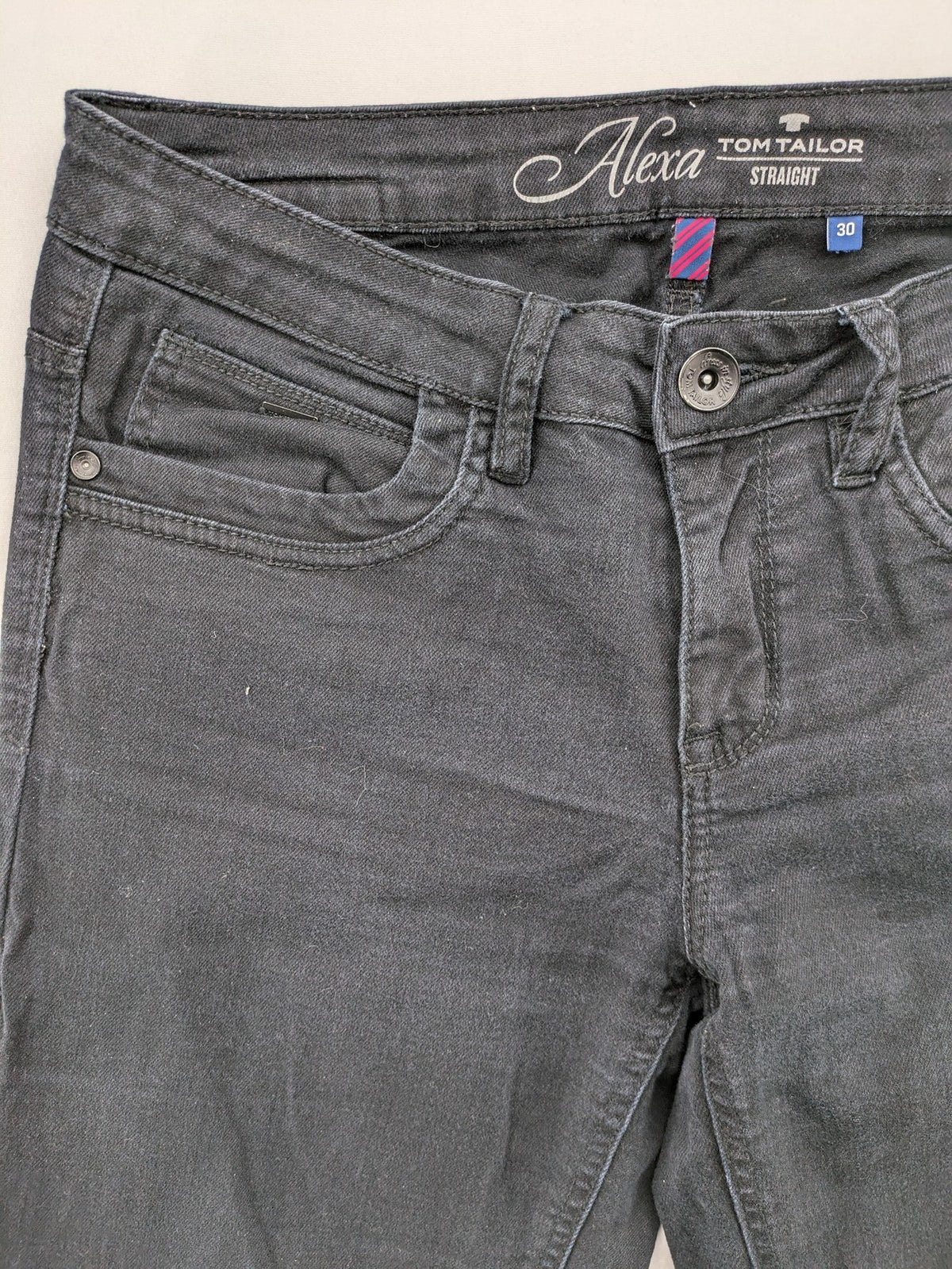 Tom Tailor black straight jeans classic 5-pocket style with button detail