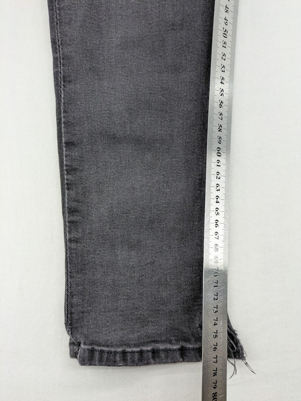Only & Sons grey slim fit jeans with ripped details and open hem, stretch denim.