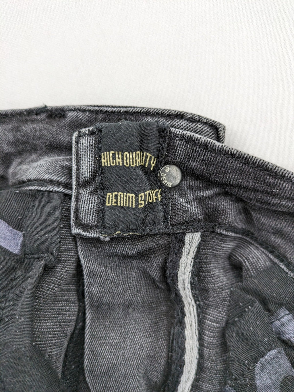 Elias Rumelis grey super slim fit jeans with stitched logo and subtle used look.