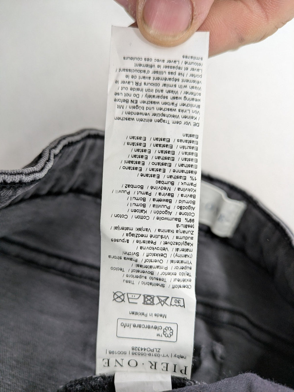 Pier One grey slim fit jeans with classic five-pocket design and washed stretch denim.