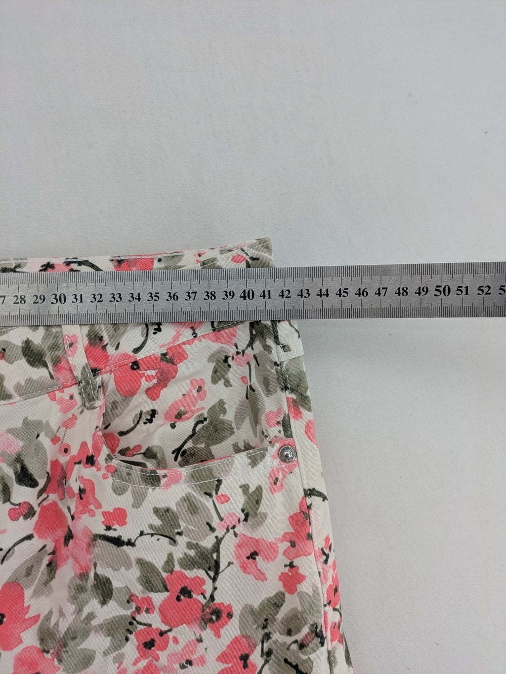 ever.me multi pants high waist floral pattern cotton blend with button closure