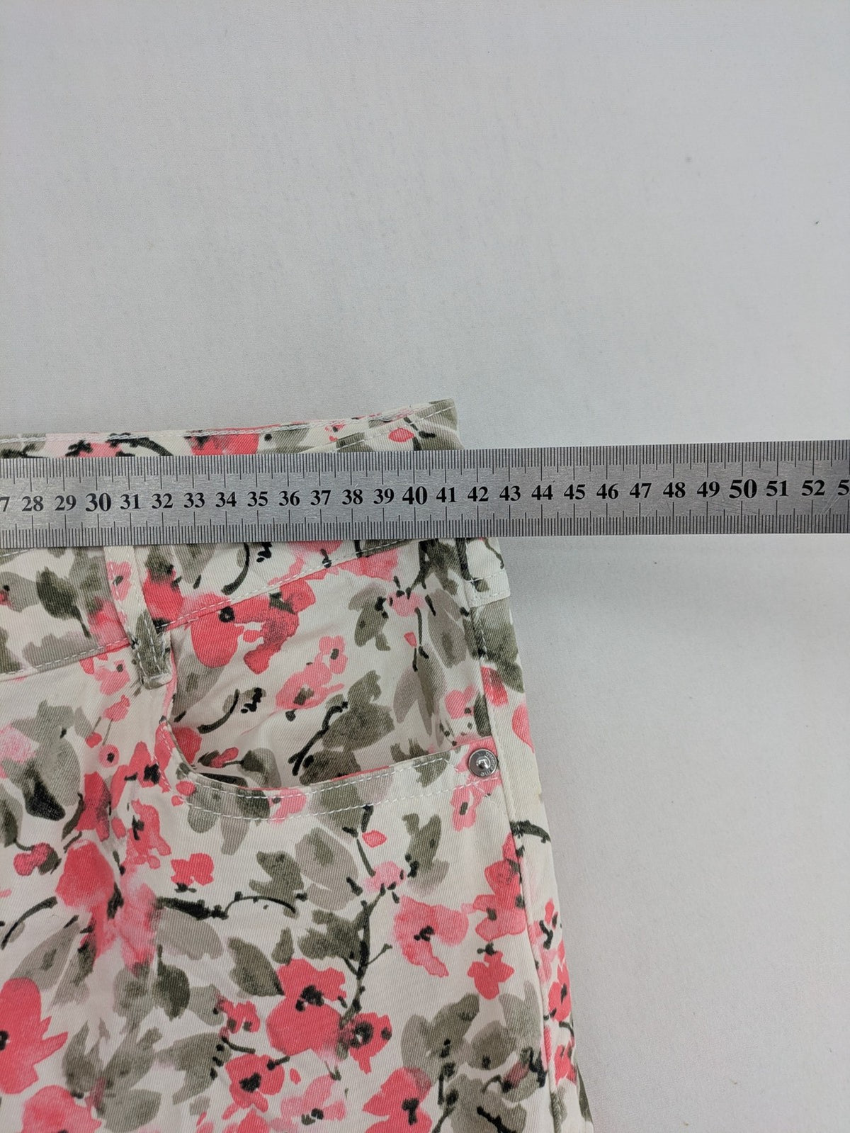 ever.me multi pants high waist floral pattern cotton blend with button closure
