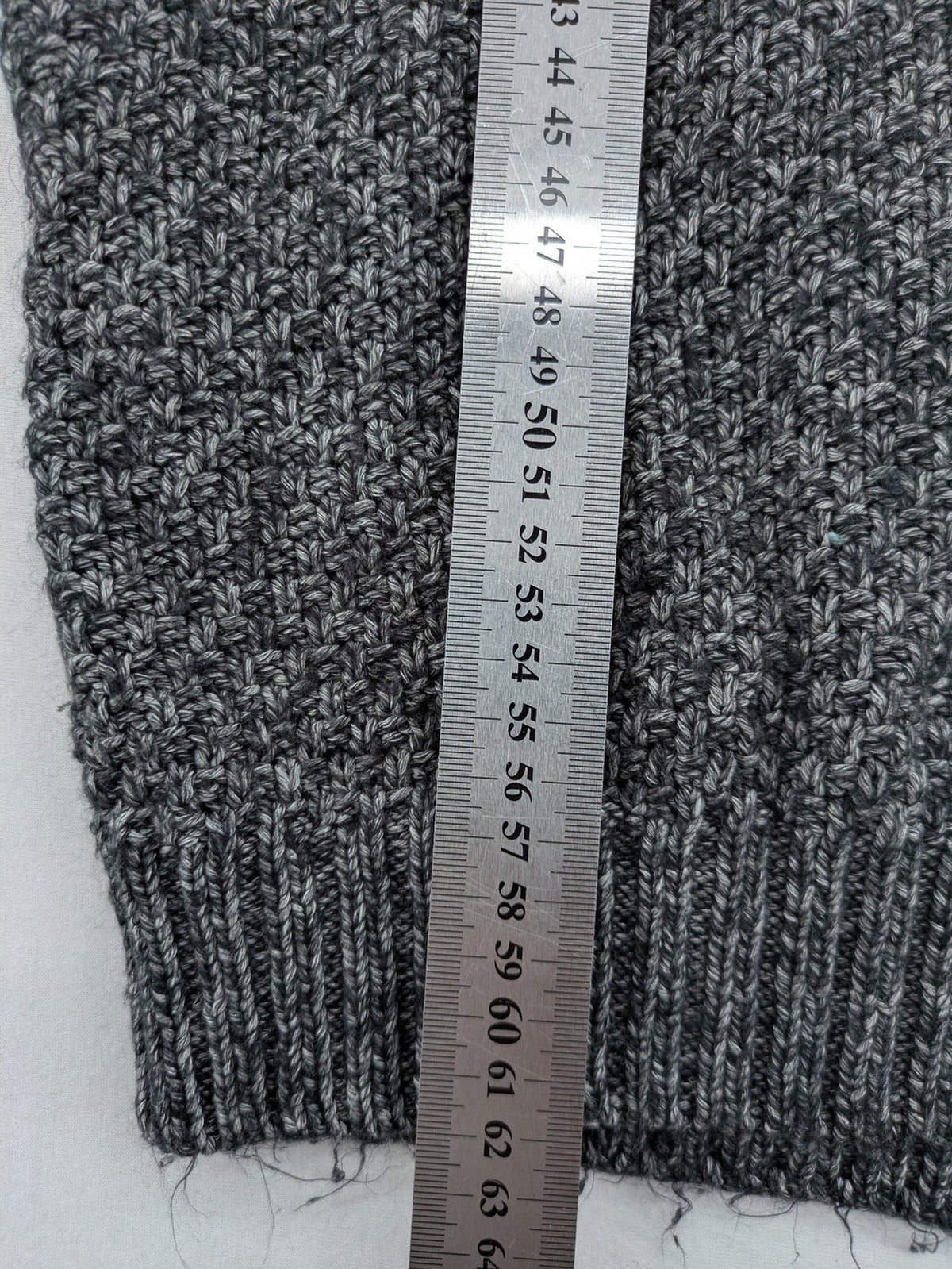 Jean Pascale grey turtle neck jumper with shawl collar and ribbed details.