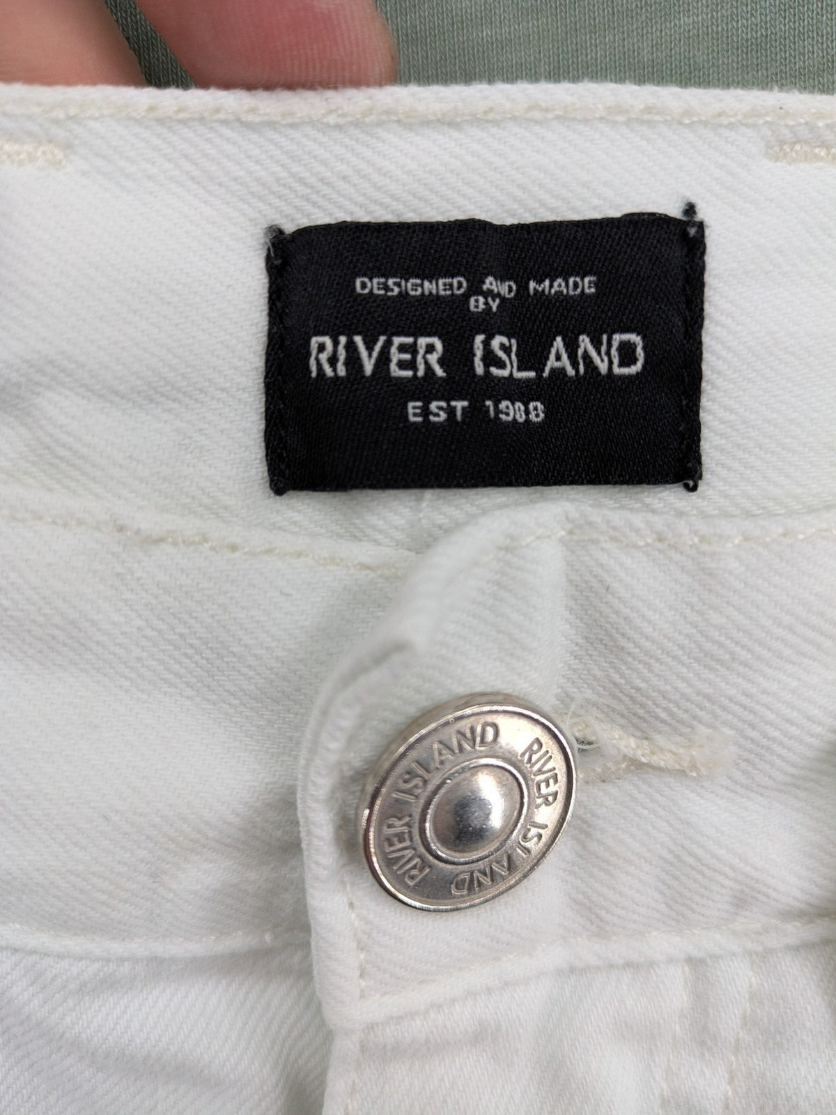 River Island white straight jeans slim fit 100% cotton denim modern design