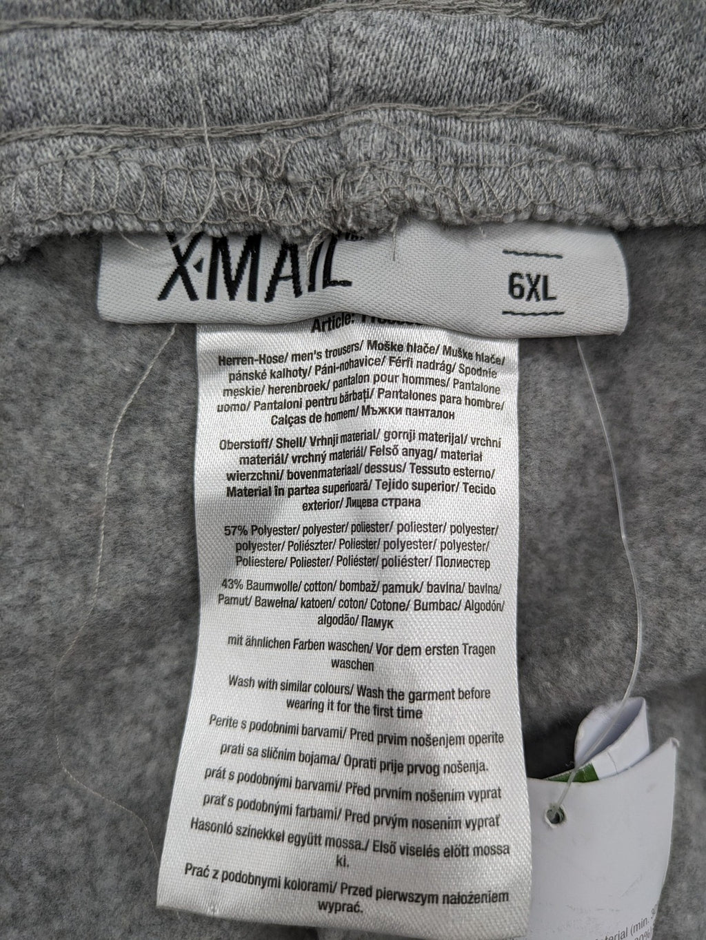 XMAIL grey jogging pants 6XL elastic waistband ribbed cuffs soft polyester blend