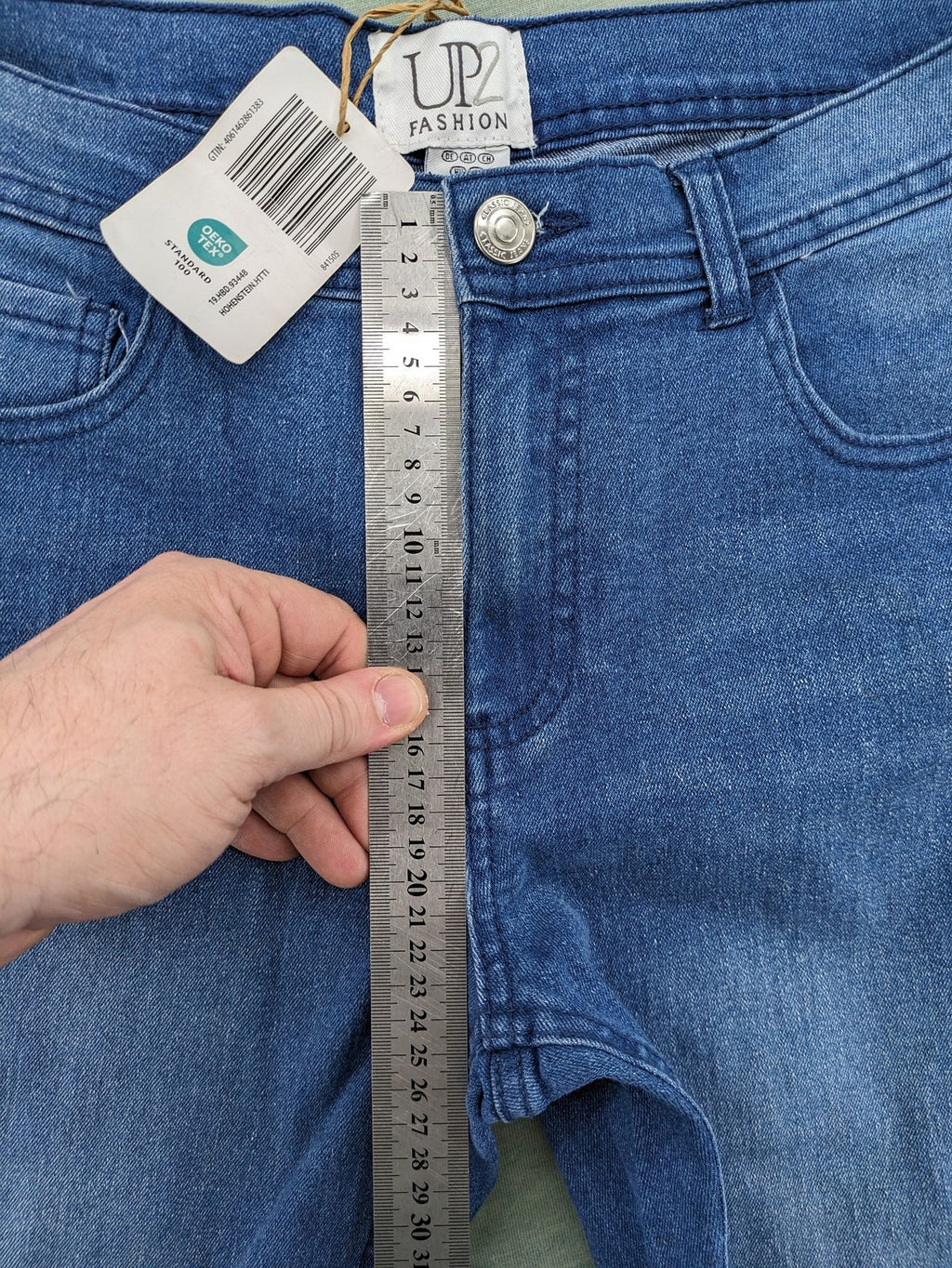 up2 fashion blue straight jeans classic 5-pocket style stretch denim with tag