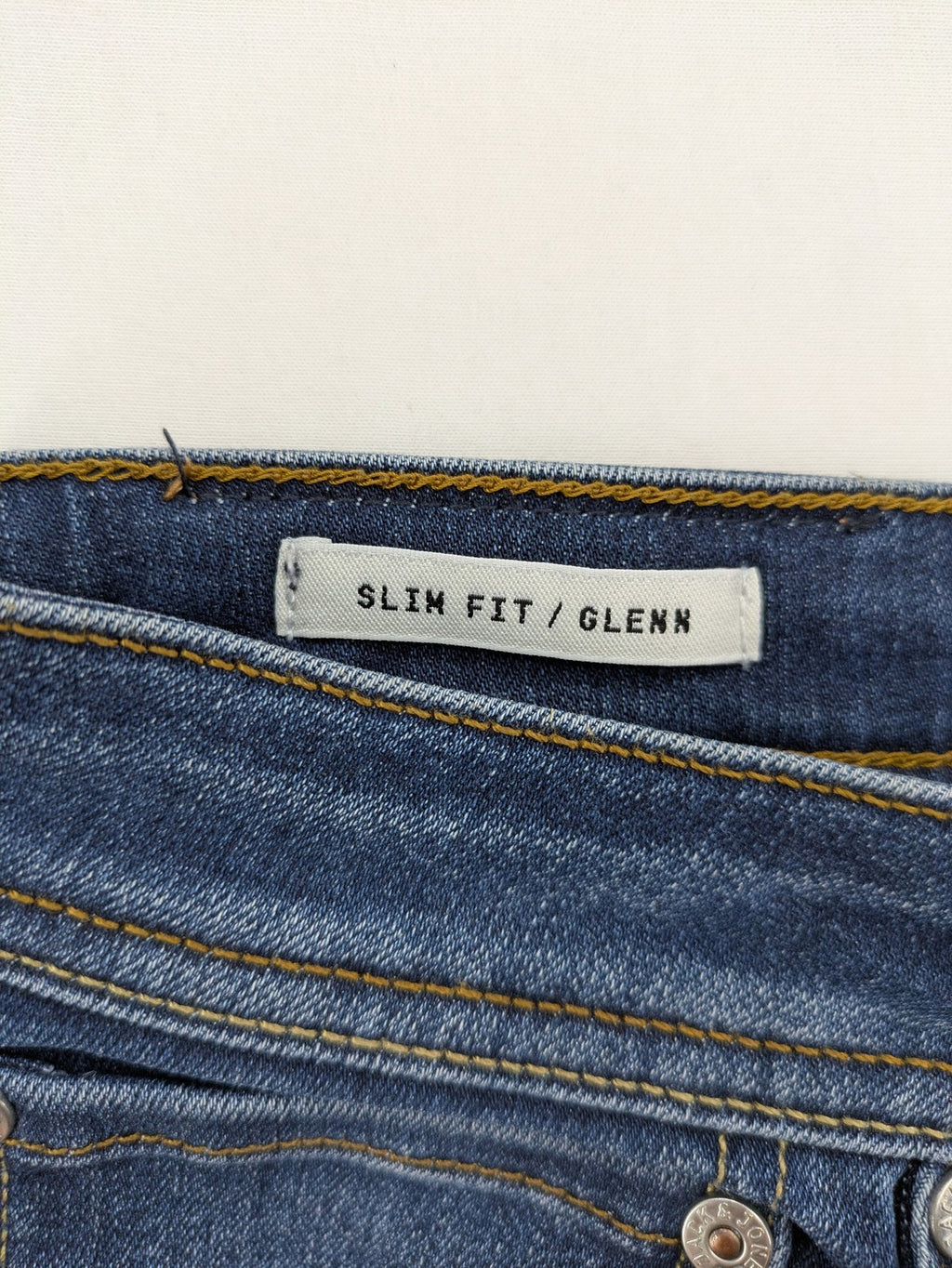 Jack & Jones blue straight jeans Glenn Slim Fit with classic button fly and denim stretch.