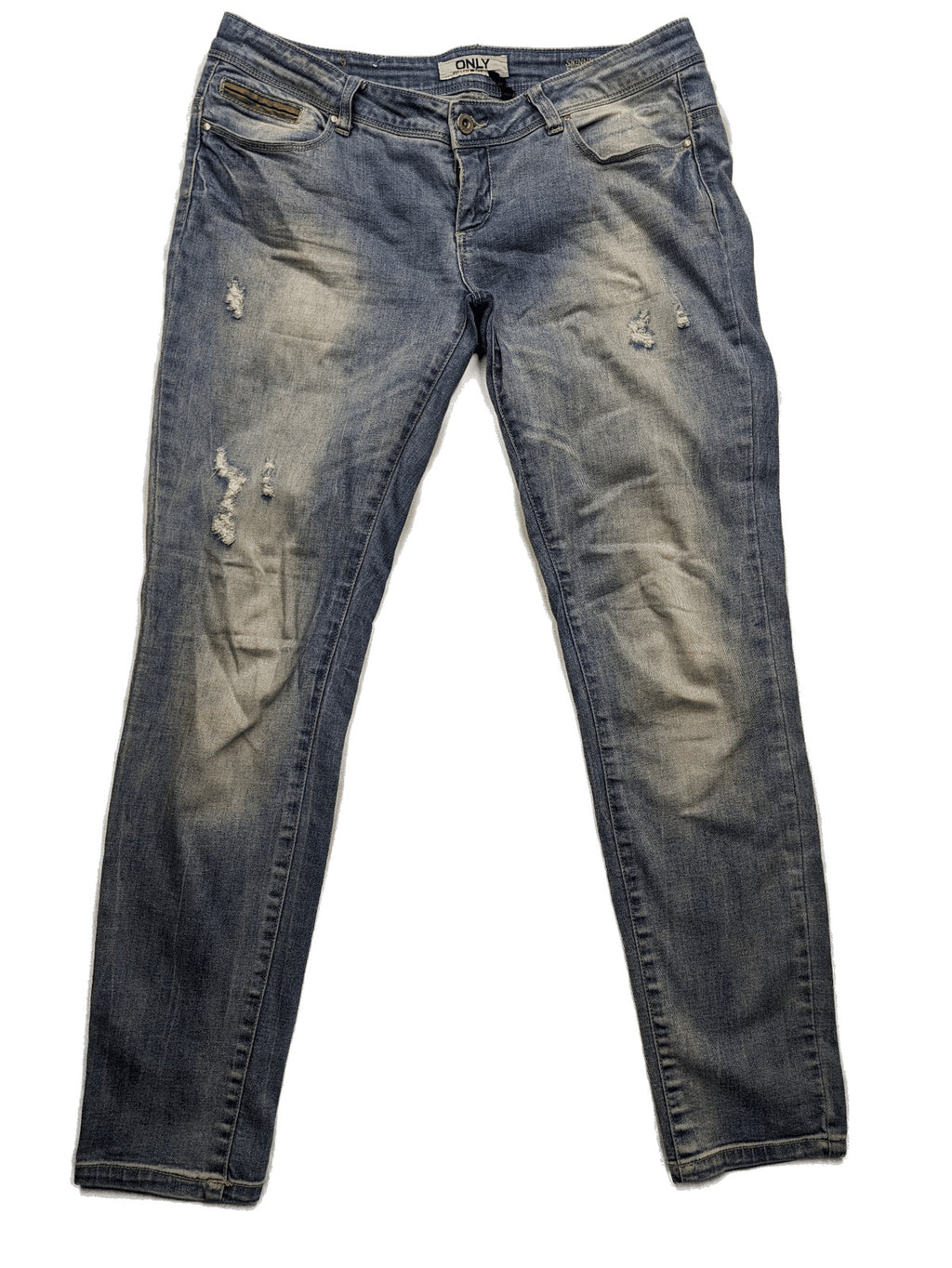 ONLY straight jeans orange pink distressed look with classic 5-pocket design and zipper.