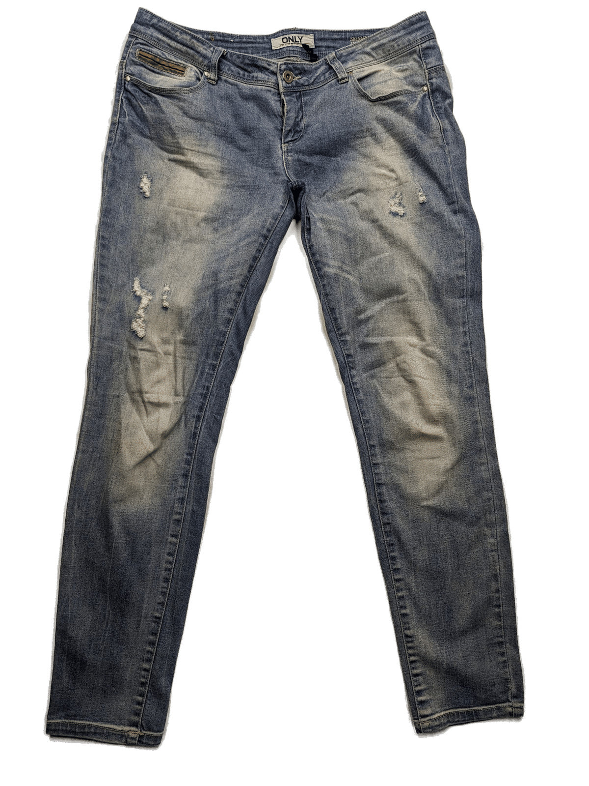 ONLY straight jeans orange pink distressed look with classic 5-pocket design and zipper.
