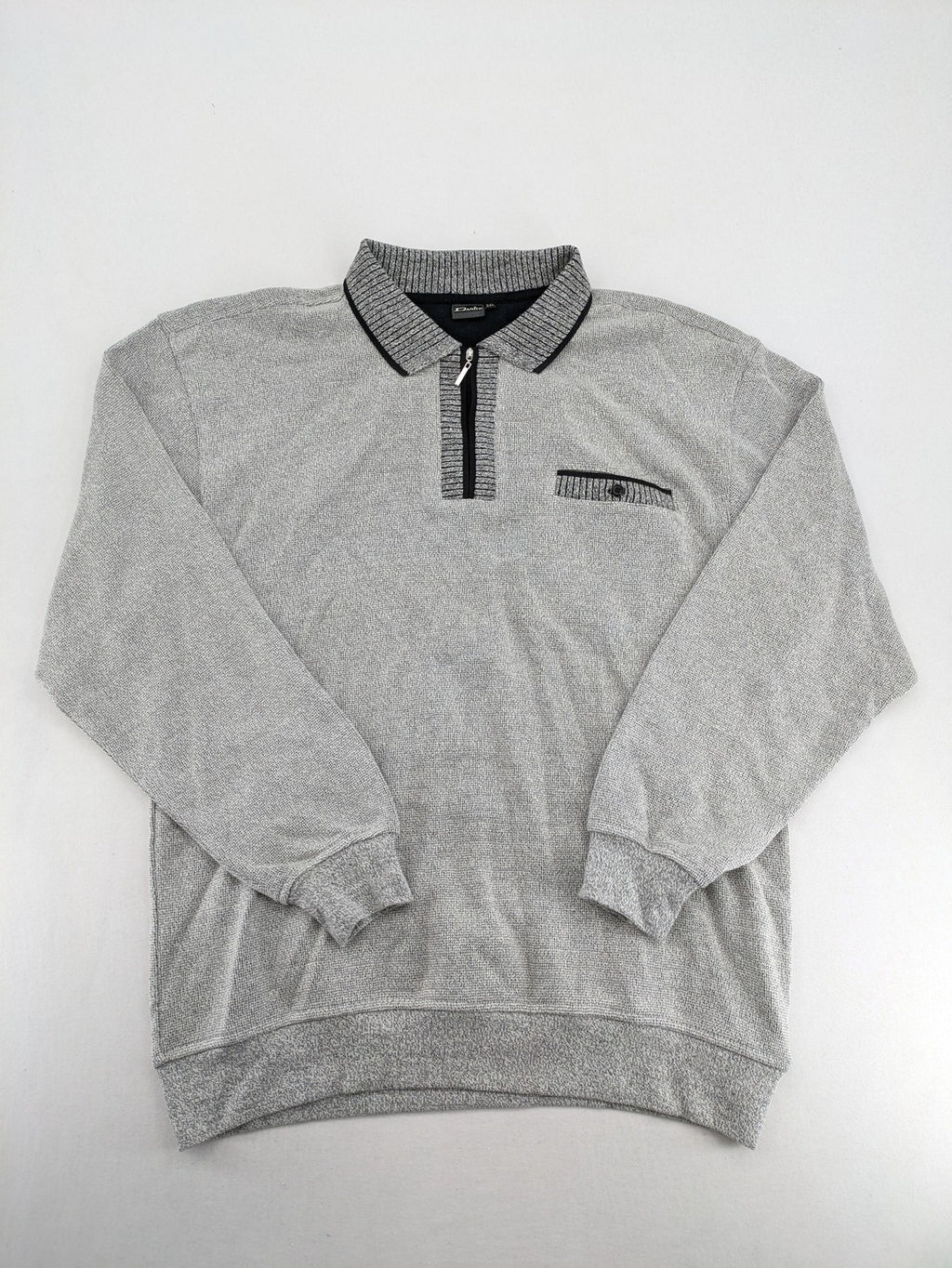 Danilo turtle neck jumper grey melange with black zipper and ribbed cuffs.