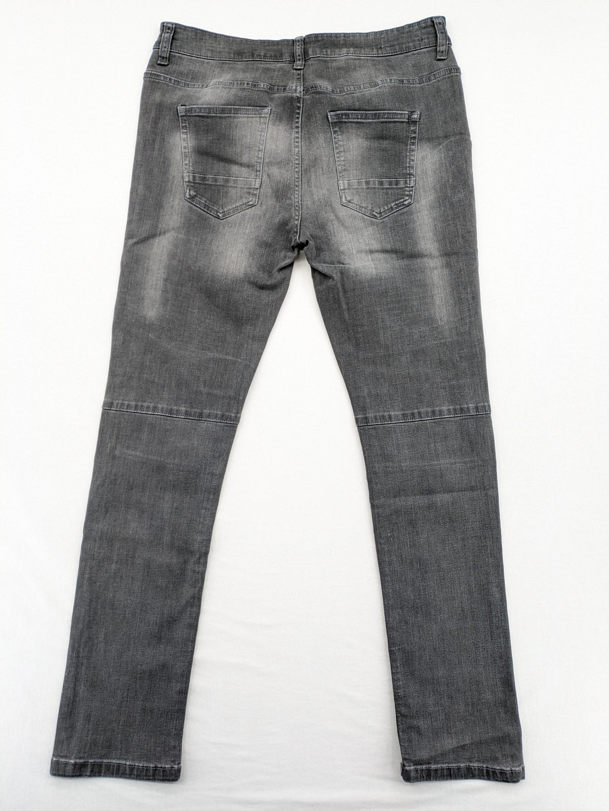 Clockhouse grey skinny fit jeans with biker ribbed panels and subtle distressed details.