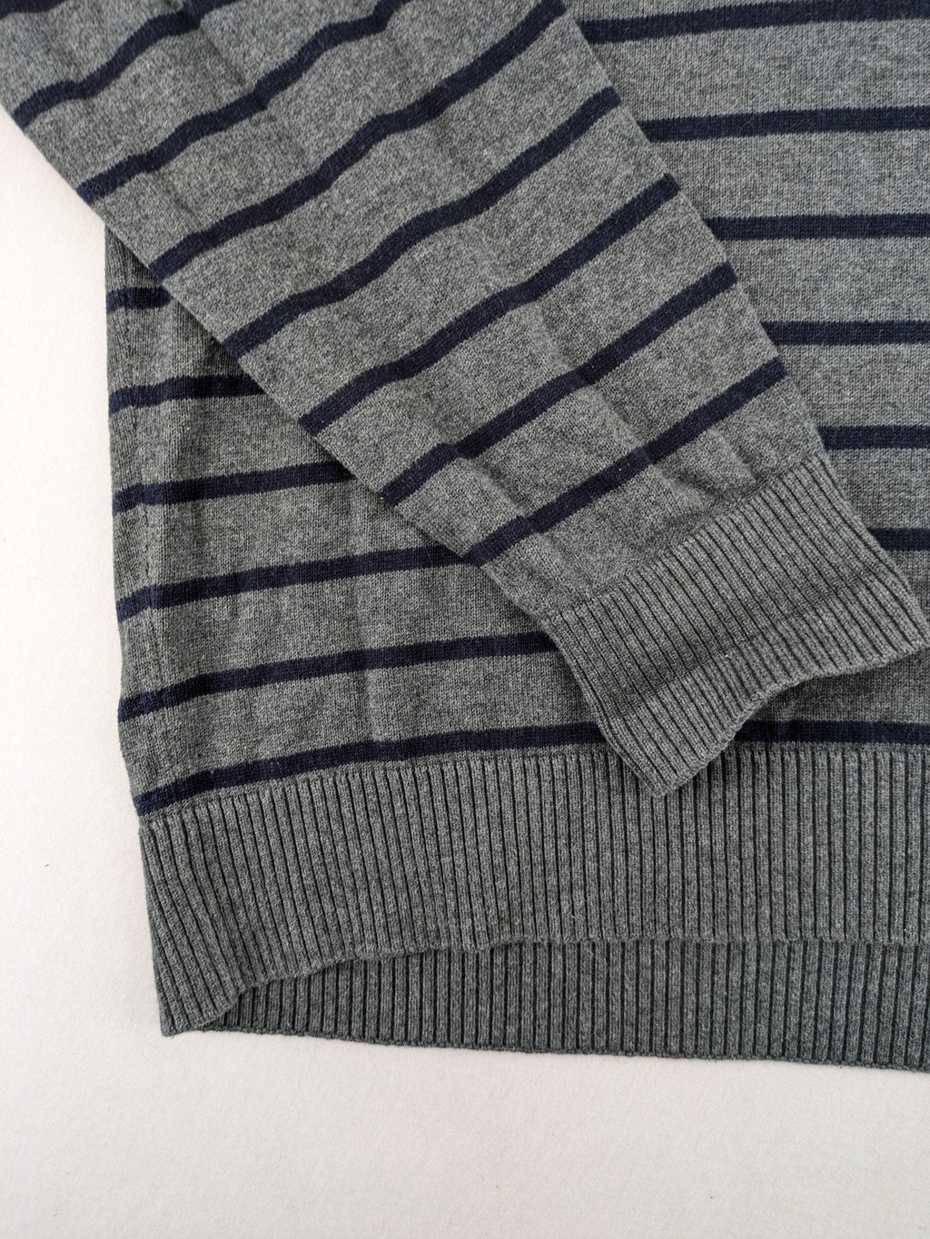 Angelo Litrico grey and navy striped turtle neck jumper with stylish shawl collar.