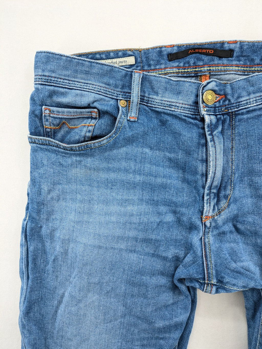 ALBERTO straight jeans blue cotton stretch denim classic 5-pocket style with contrast stitching