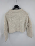 OPUS beige knit jumper chunky knit design with stand-up collar and relaxed fit