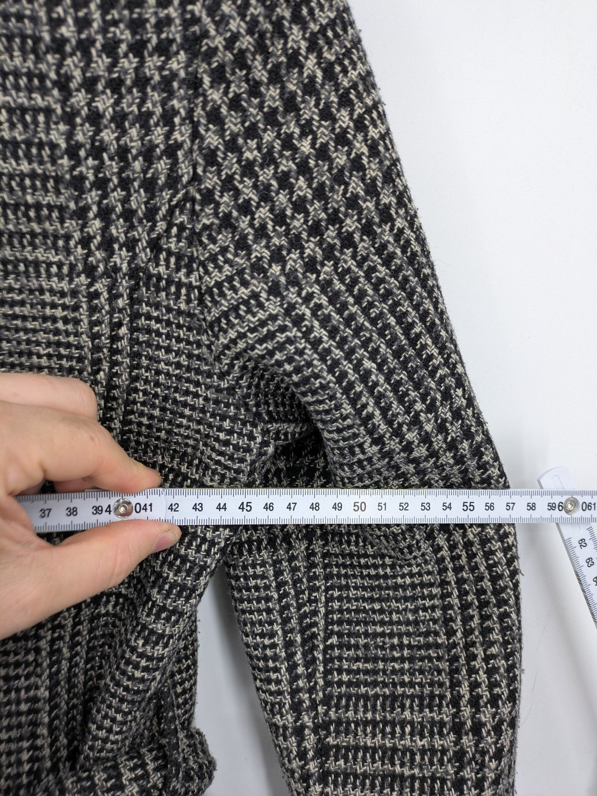 Xanaka beige trench coat houndstooth pattern wool blend with matching belt.