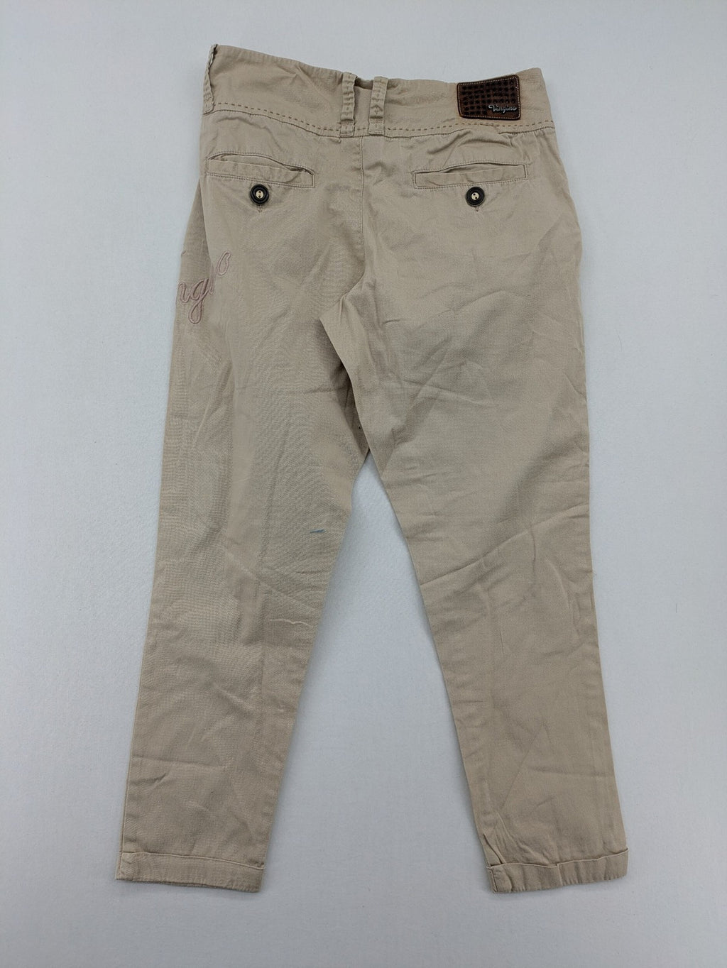 Vingino beige chino pants high waist double-button closure with embroidered details